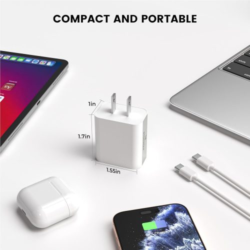 ETENWOLF 30W USB C Charger dimensions 1.55 x 1.7 x 1 inches, small travel wall plug