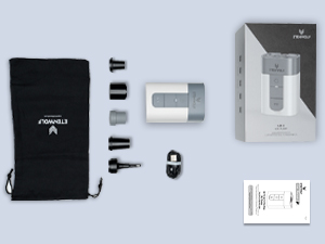 Full set of ETENWOLF AIR 5 including the main pump, 5 nozzles, storage bag, Type-C cable, and user manual.