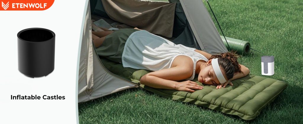 ETENWOLF AIR 5 wide-diameter nozzle used for inflating castles and camping sleeping pads.