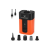 ETENWOLF Air5 Pro: Vibrant Orange Multi-Functional Air Pump ETENWOLF Air5 Pro portable air pump in vibrant orange, featuring 5 multi-functional nozzles and a Type-C charging cable for camping.
