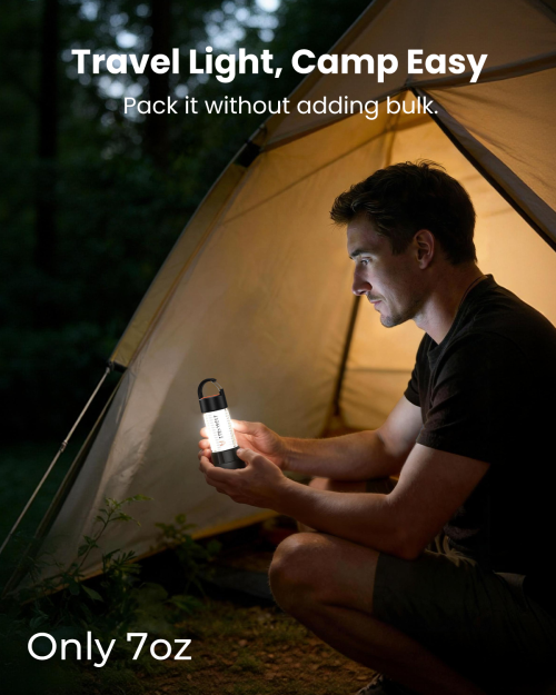 ETENWOLF CL5 Ultra-Lightweight Design ETENWOLF CL5 lightweight camping lantern weighing only 7oz, perfect for backpacking and travel without adding bulk.