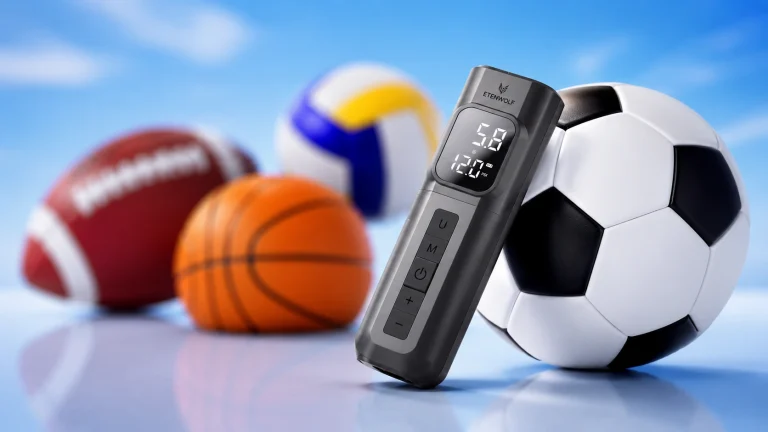 ETENWOLF P200 electric ball pump with soccer and basketball sports scene featured image