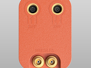 Close-up of the bottom of ETENWOLF P300 Plus showing dedicated ports for 'DEF' (deflate) and 'INF' (inflate), along with a storage area holding two brass ball needles.