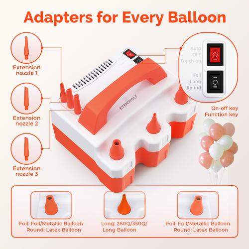Experience ultimate efficiency with a 225 Gallon/MIN air volume that inflates balloons in just 3 seconds, far outperforming manual blowing methods