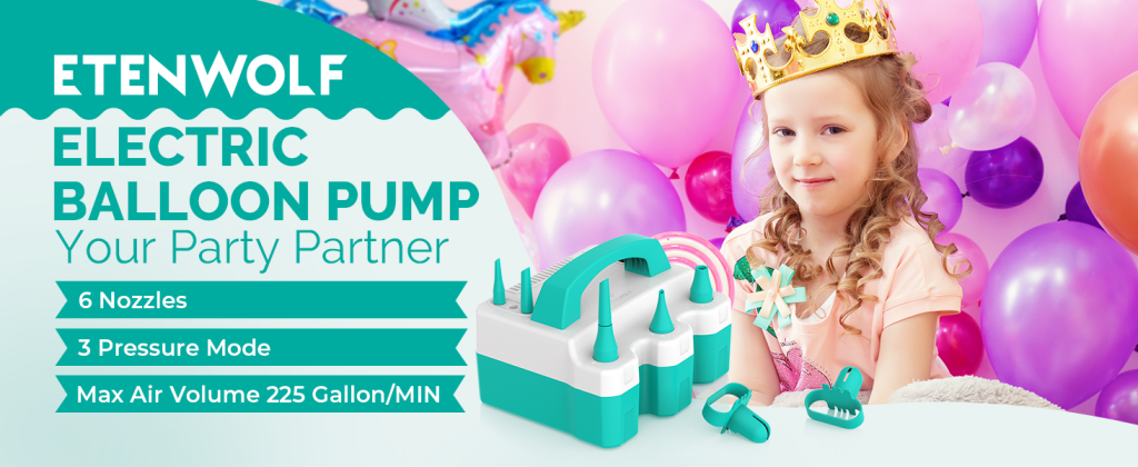 Tiffany Blue ETENWOLF pump with 6 nozzles, 3 pressure modes, and 225 Gallon/MIN airflow for party decor