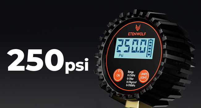 ETENWOLF T400 digital tire gauge 250 PSI max range display