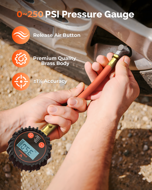 ETENWOLF T400 Outdoor Real-world Use Using ETENWOLF T400 digital tire gauge to measure car tire pressure