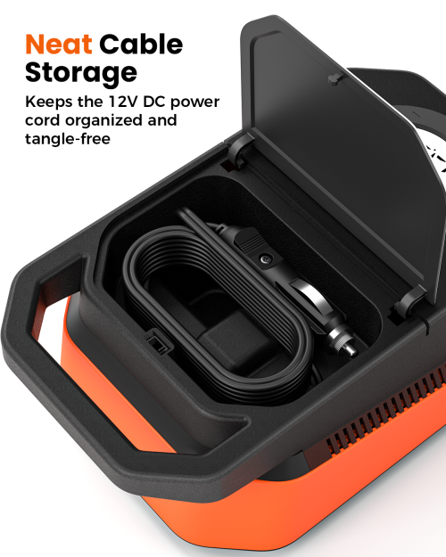 Built-in storage compartment of ETENWOLF VORTEX S4 for neat organization of the 12V DC power cord.