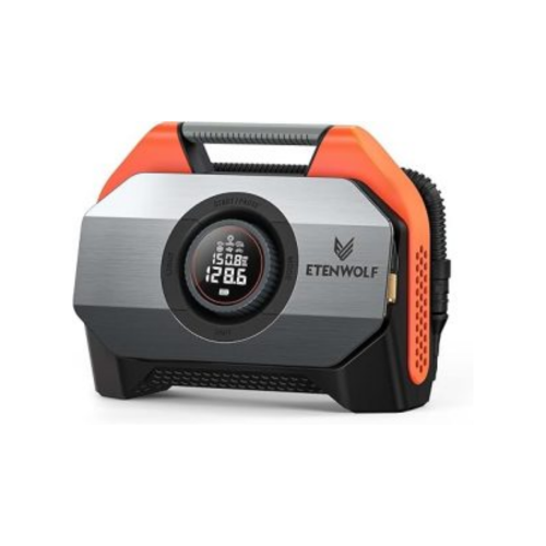 ETENWOLF Vortex S6 cordless tire inflator for heavy duty trucks and pickups, featuring a digital pressure gauge and 19200mAh battery