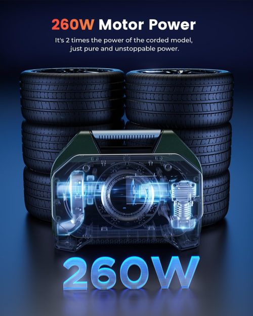 260W Unstoppable Motor Power - ETENWOLF Vortex S7 ETENWOLF Vortex S7 260W ultra-high power dual motors structure for fast tire inflation