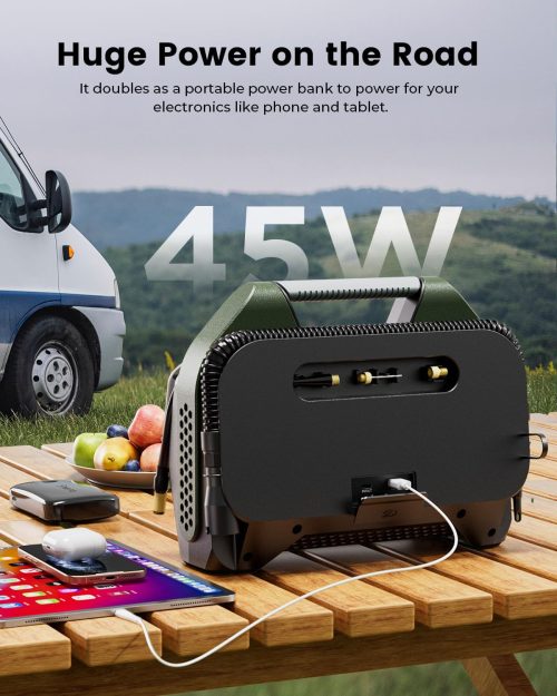 Huge Power on the Road: 45W PD Fast Charging ETENWOLF Vortex S7 used as a 45W portable power bank charging a tablet and electronics outdoors