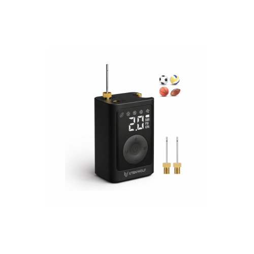 ETENWOLF P300 Portable Smart Electric Ball Pump ETENWOLF P300 smart electric sports ball pump with digital LED screen and inflation needles for basketball and soccer.